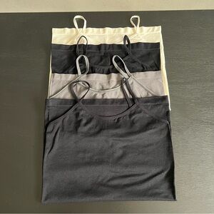 Set of 4 F&F Black Gray White Stretchy Layering Camisole Tanks OS